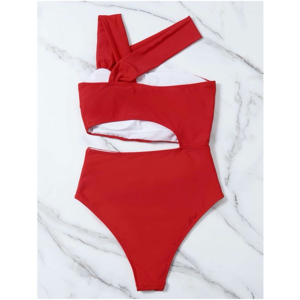 black cut out high waisted monokini one piece swim - Picture 7 of 8